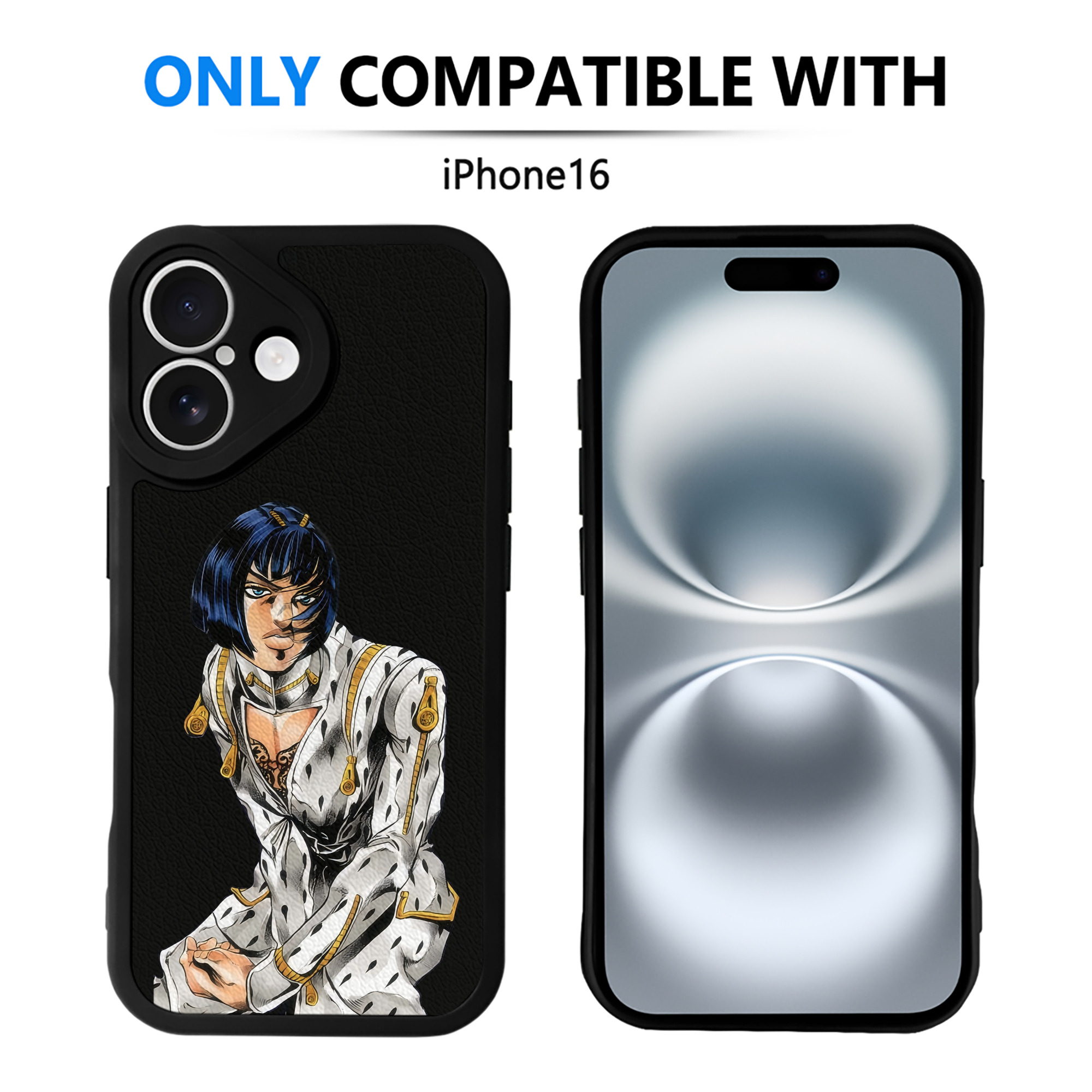 （画像用） ジョジョの奇妙な冒険 ブローノ?ブチャラティ JoJo's Bizarre Adventure Bruno Bucciarati 【iPhone 16シリーズ対応】シリコンスマホケース（レザー調） 材質：シリコン